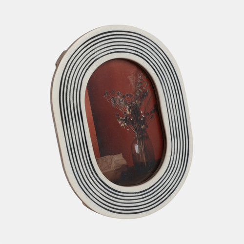 Sagebrook Home 4x6 Oval Etched Lines Photo Frame White/black Wishlist Create New