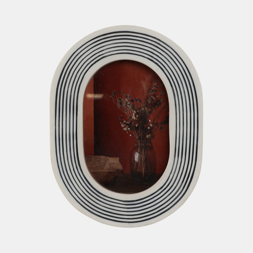 sagebrook home 4x6 Oval Etched Lines Photo Frame White/black Wishlist Create New
