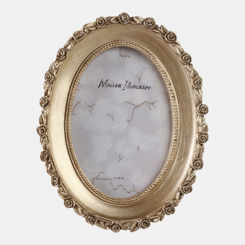 sagebrook home 4x6 Oval Photo Frame With Rosette Border Gold Wishlist Create New