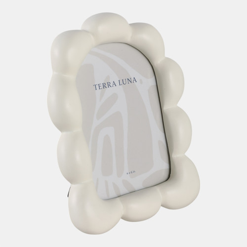 Sagebrook Home 4x6" Puffy Squiggle Oval Photo Frame Ivory Wishlist Create New