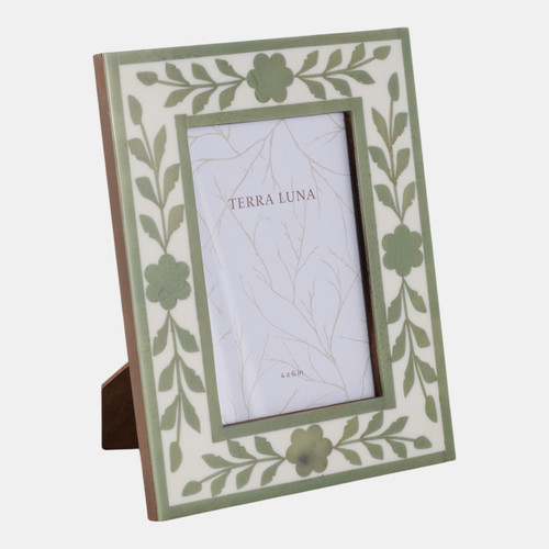 Sagebrook Home 4x6 Sage Green Petals Photo Frame White/green Wishlist Create New