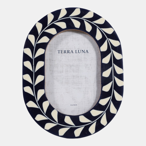 sagebrook home 4x6 Vine Inlay Oval Photo Frame Navy/ivory Wishlist Create New