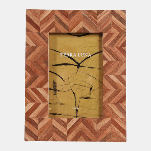 sagebrook home 4x6" Wood Herringbone Inlay Photo Frame Natural Wishlist Create New