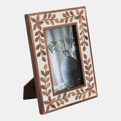 Sagebrook Home 4x6 Wood Inlay Vine Photo Frame Natural Wishlist Create New