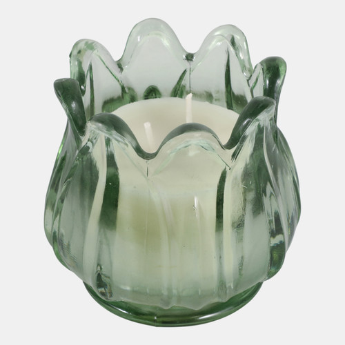 Sagebrook Home 5" 12 Oz Gardenia Tulip Glass Candle Blue/green Wishlist Create New