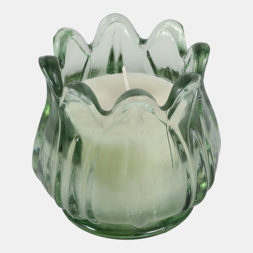 Sagebrook Home 5" 12 Oz Gardenia Tulip Glass Candle Blue/green Wishlist Create New