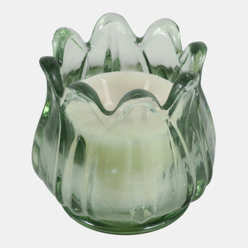 Sagebrook Home 5" 12 Oz Gardenia Tulip Glass Candle Blue/green Wishlist Create New