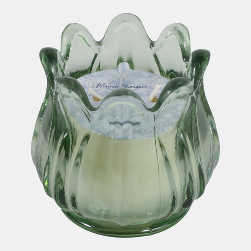 sagebrook home 5" 12 Oz Gardenia Tulip Glass Candle Blue/green Wishlist Create New