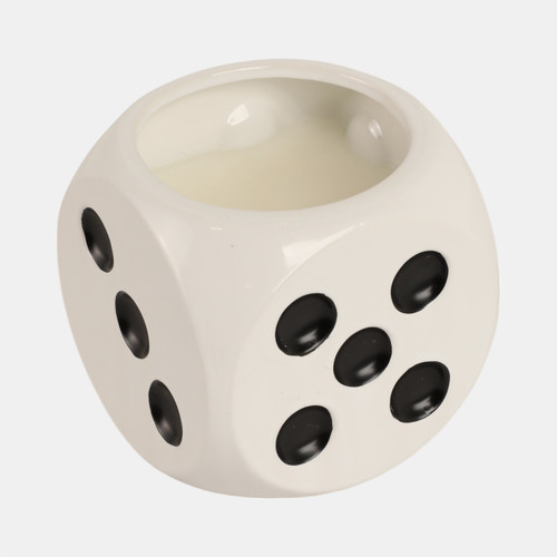 Sagebrook Home 5" 13 Oz Tobacco Dice Candle White/black Wishlist Create New