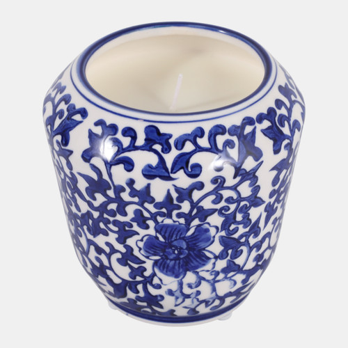 Sagebrook Home 5" 17.3 Oz Ocean Mist Chinoiserie Candle Blue/wht Wishlist Create New