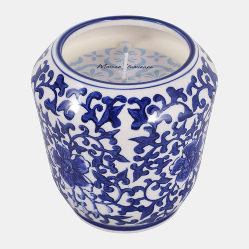 sagebrook home 5" 17.3 Oz Ocean Mist Chinoiserie Candle Blue/wht Wishlist Create New