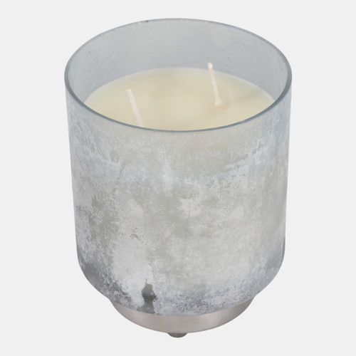 Sagebrook Home 5" 18 Oz Jasmine Glass Candle On Base Blue/silver Wishlist Create New