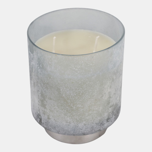 Sagebrook Home 5" 18 Oz Jasmine Glass Candle On Base Blue/silver Wishlist Create New