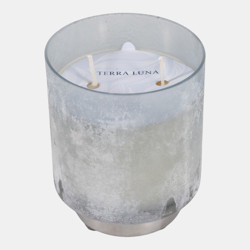 sagebrook home 5" 18 Oz Jasmine Glass Candle On Base Blue/silver Wishlist Create New