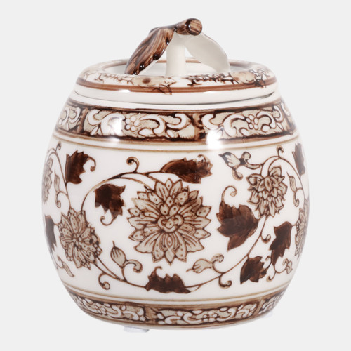 Sagebrook Home 5" 8.5oz Peony Chinoiserie Lidded Candle Brown/wht Wishlist Create New