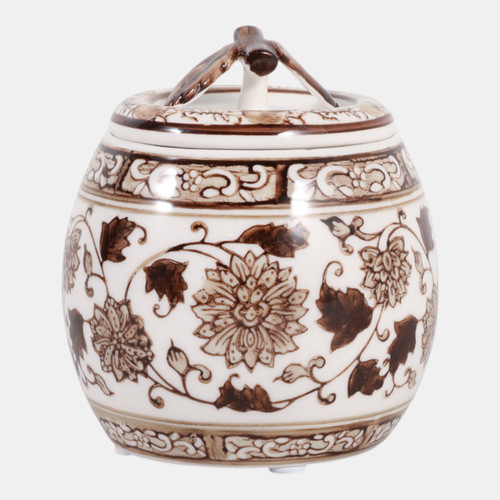 Sagebrook Home 5" 8.5oz Peony Chinoiserie Lidded Candle Brown/wht Wishlist Create New