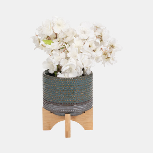 Sagebrook Home 5" Dotted Planter W/ Wood Stand Green Wishlist Create New
