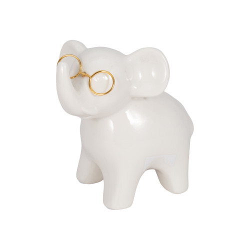 Sagebrook Home 5" Elephant With Glasses White/gold Wishlist Create New