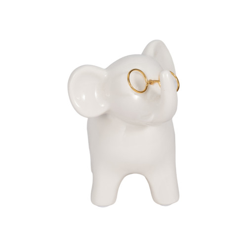 Sagebrook Home 5" Elephant With Glasses White/gold Wishlist Create New