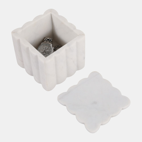 Sagebrook Home 5" Scalloped Marble Box White Wishlist Create New