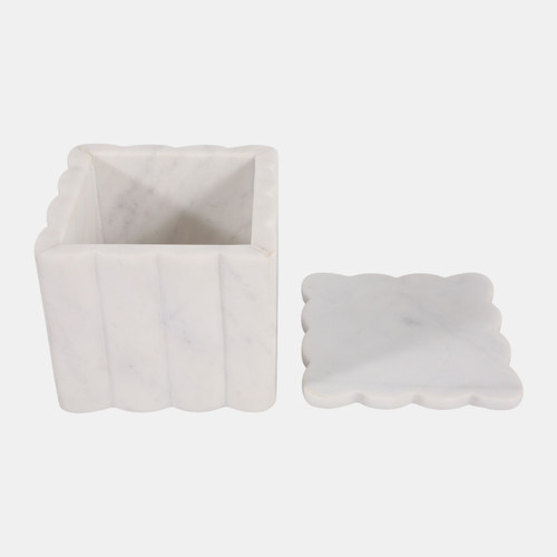 Sagebrook Home 5" Scalloped Marble Box White Wishlist Create New