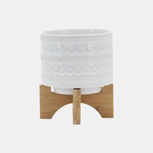 Sagebrook Home 5" Tribal Planter W/ Wood Stand White Wishlist Create New