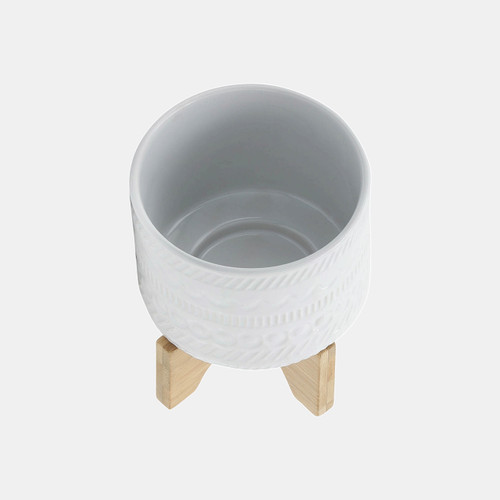 Sagebrook Home 5" Tribal Planter W/ Wood Stand White Wishlist Create New