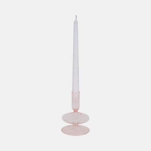 Sagebrook Home 5" Vintage Glass Taper Candle Holder Pink Wishlist Create New