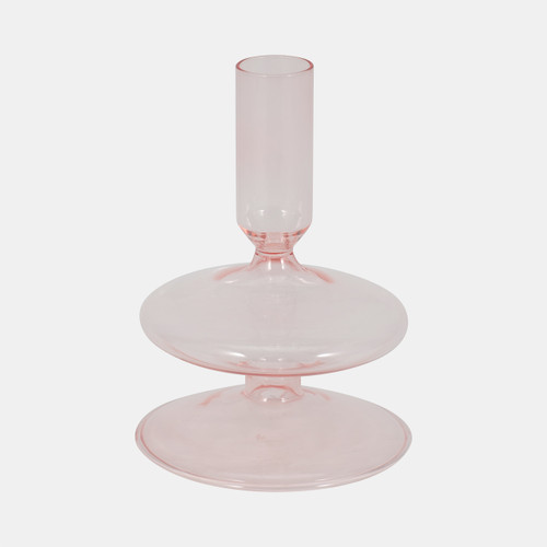 sagebrook home 5" Vintage Glass Taper Candle Holder Pink Wishlist Create New