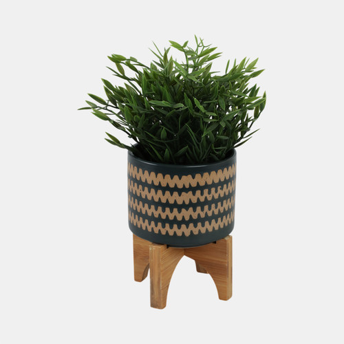 Sagebrook Home 5" Zig-zag Planter W/ Stand Teal Wishlist Create New