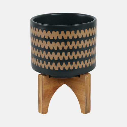 Sagebrook Home 5" Zig-zag Planter W/ Stand Teal Wishlist Create New