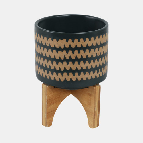 Sagebrook Home 5" Zig-zag Planter W/ Stand Teal Wishlist Create New