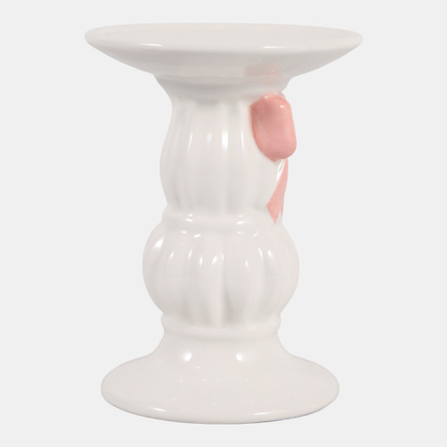Sagebrook Home 5x3" Bow Applique Taper Holder Pink/ivory Wishlist Create New