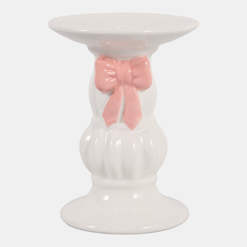 sagebrook home 5x3" Bow Applique Taper Holder Pink/ivory Wishlist Create New