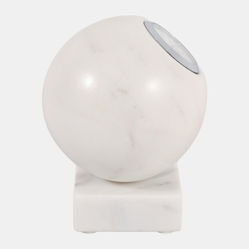 Sagebrook Home 5x4" Round Marble Clock On Base White/silver Wishlist Create New