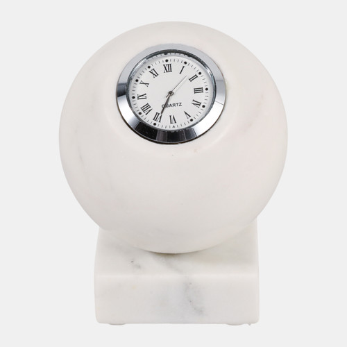 sagebrook home 5x4" Round Marble Clock On Base White/silver Wishlist Create New