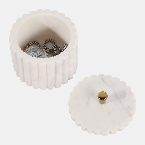 Sagebrook Home 5x5" Ribbed Marble Round Box W/ Knob White/gold Wishlist Create New