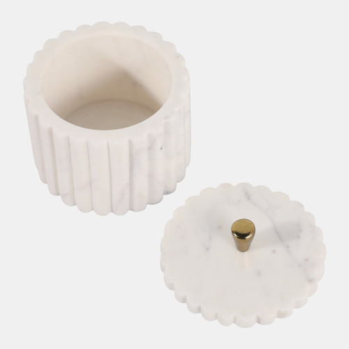 Sagebrook Home 5x5" Ribbed Marble Round Box W/ Knob White/gold Wishlist Create New