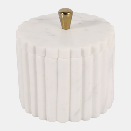 Sagebrook Home 5x5" Ribbed Marble Round Box W/ Knob White/gold Wishlist Create New