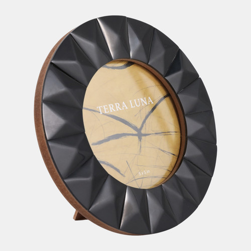 Sagebrook Home 5x5" Round 3-d Spike Resin Photo Frame Black Wishlist Create New