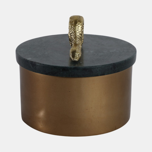 Sagebrook Home 5x5" Round Marble & Metal Box With Snake Green/go Wishlist Create New