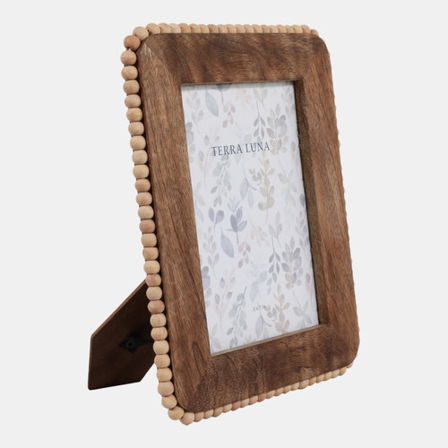 Sagebrook Home 5x7" Beaded Border Wood Photo Frame Natural Wishlist Create New