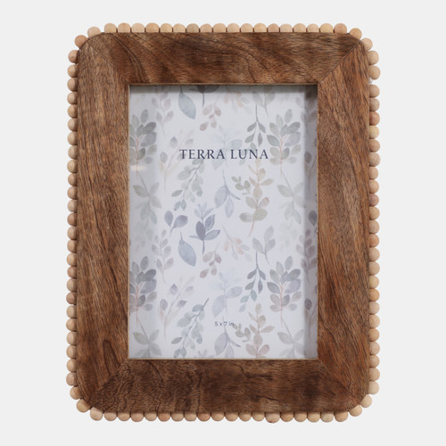 sagebrook home 5x7" Beaded Border Wood Photo Frame Natural Wishlist Create New