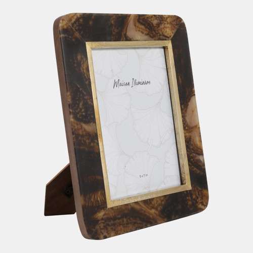 Sagebrook Home 5x7" Brass Border Tortoise Look Photo Frame Brown Wishlist Create New