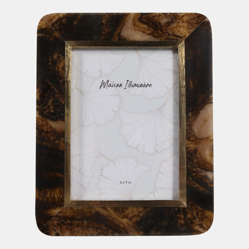 sagebrook home 5x7" Brass Border Tortoise Look Photo Frame Brown Wishlist Create New