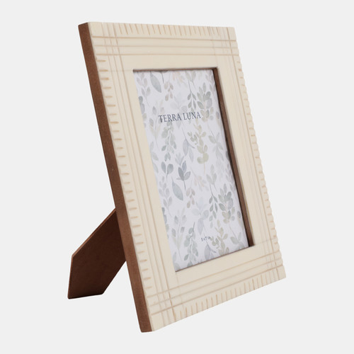 Sagebrook Home 5x7" Carved Lines Resin Photo Frame Ivory Wishlist Create New