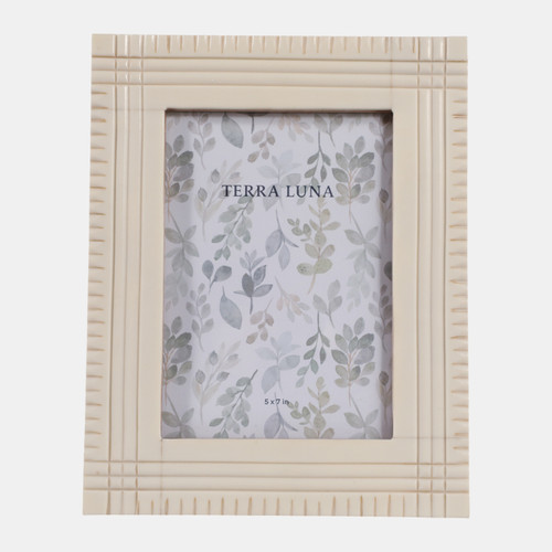 sagebrook home 5x7" Carved Lines Resin Photo Frame Ivory Wishlist Create New