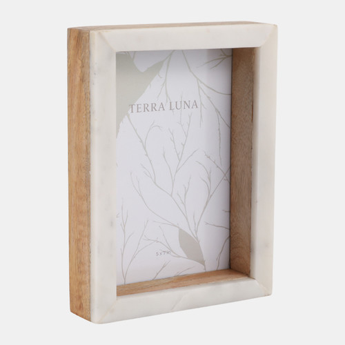 Sagebrook Home 5x7 Marble Block Photo Frame White/natural Wishlist Create New