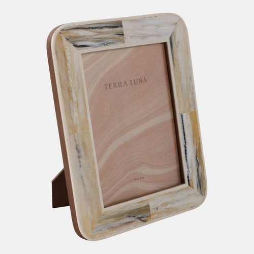 Sagebrook Home 5x7" Marbled Resin Photo Frame Ivory/ Brown Wishlist Create New