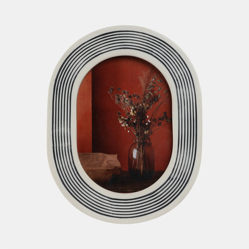 sagebrook home 5x7 Oval Etched Lines Photo Frame White/black Wishlist Create New